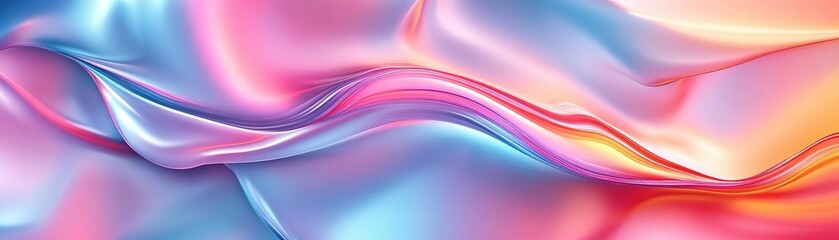 Naklejka premium Colorful silky fabric with vibrant waves creates an elegant and dynamic background for various design projects.
