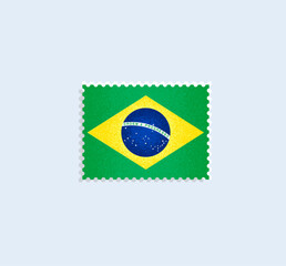 Fototapeta premium Brazilian Flag Postage Stamp on white background. Vector illustration. 