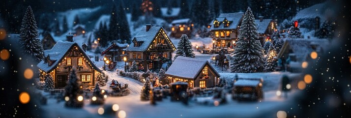 European Christmas village in the winter