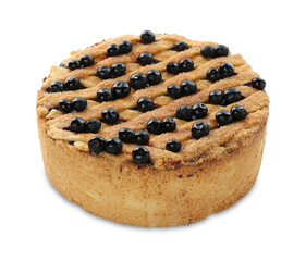 Delicious homemade blueberry pie isolated on white