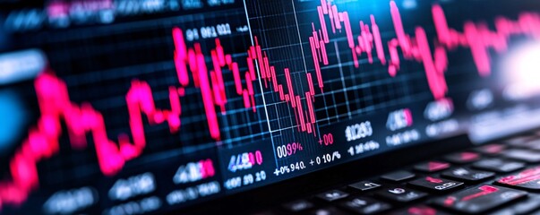 Fototapeta premium Stock Market Data on Laptop Screen.