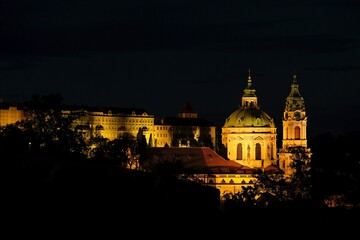 Beautiful scenery of Old Town of Prague by night