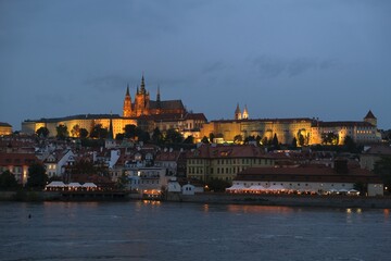 Beautiful scenery of Old Town of Prague by night