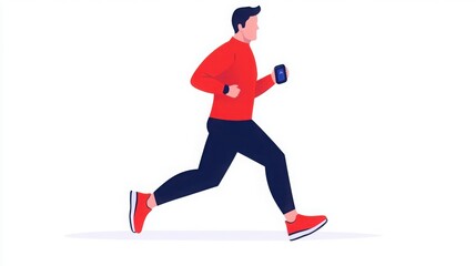Active Person Jogging with Smartwatch for Health Tracking