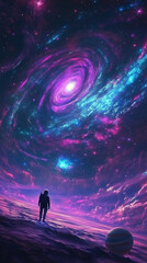 Obraz premium Astronaut and swirling galaxy. 