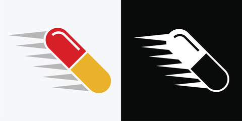 Capsule pill medicine drug logo icon.