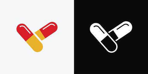 Capsule pill medicine drug logo icon.