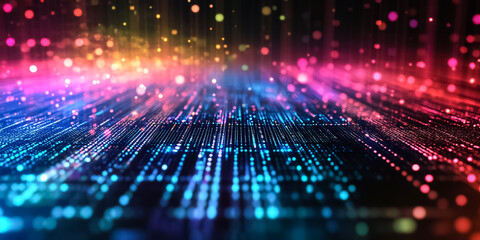 A vibrant digital data and technology background with colorful lines, circuits, and abstract patterns. The dynamic visuals represent the flow of information and the advancement of modern technology.

