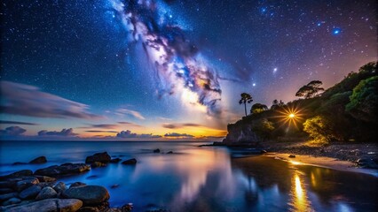 Fototapeta premium Serene and Beautiful Goodnight Images of Starry Skies, Calm Oceans, and Peaceful Night Landscapes