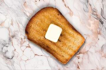 Tasty butter cubes on stone desk