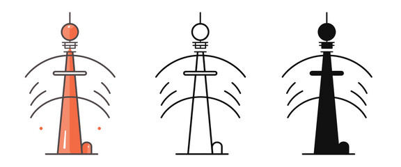 Transmitter vector illustration, outline, icon design on white background