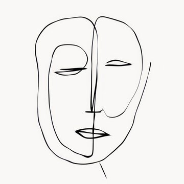 recommend clip art: Drawing of a human face sketch line art.