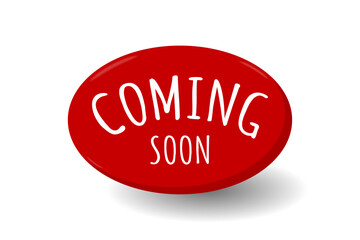 Coming Soon Text With Red Round Frame. Banner Template Design. Vector Illustration