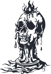 Horror skull vector illustration Spooky skull clipart Gothic skull design Dark fantasy skull art Bloody skull graphic