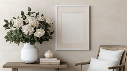 Modern interior design with neutral tones in a contemporary living room setting