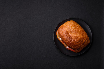 Ciabata with jamon or prosciutto, tomatoes, cheese and lettuce