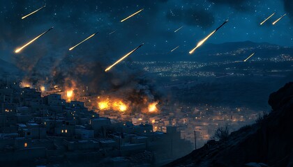 Nighttime Aerial Assault on a Town