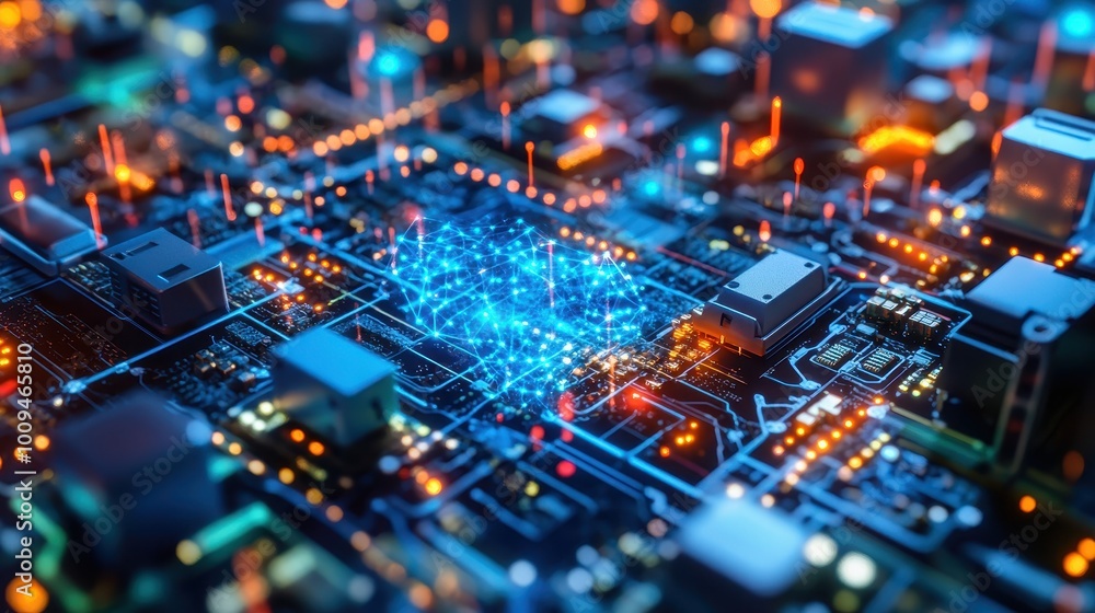 Poster internet of things, close-up of interconnected devices, seamless communication between gadgets