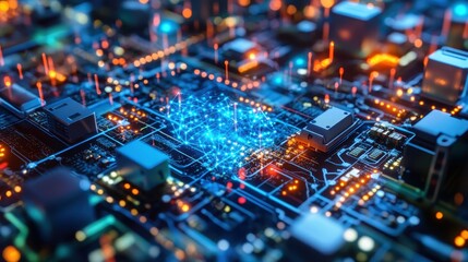 Obraz premium Internet of Things, close-up of interconnected devices, seamless communication between gadgets