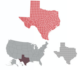 Obraz premium Map of Texas state in the colors of the Republican Party