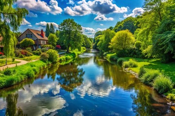 Serene River View Surrounded by Lush Greenery in a Vibrant Neighborhood Setting by the DMV Area