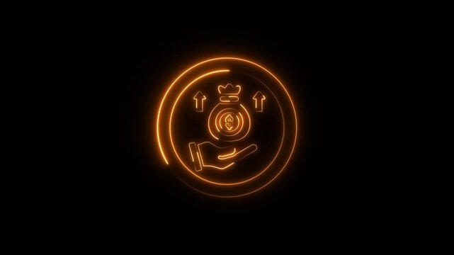 save money icon, salary money, invest finance on black background.