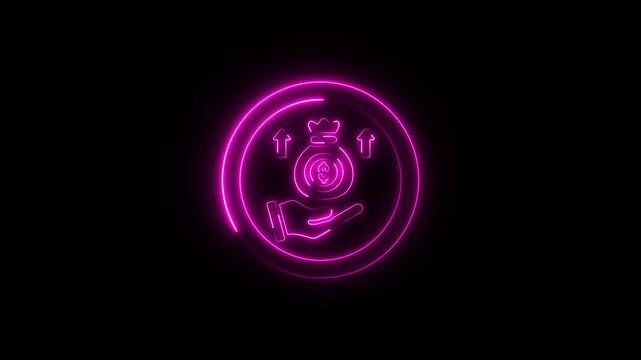 save money icon, salary money, invest finance on black background.