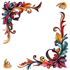 Elegant Art Nouveau floral frame border design isolated on white background with intricate retro style detailing new beautiful stock image illustration AI