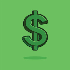 Dollar Sign Cartoon Vector Icon Illustration.
