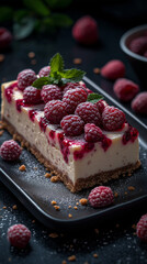 raspberry cheesecake on a plate