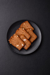 Brown bread with seeds, grains, salt and spices