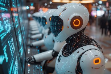 ai chatbots depicted actively communicating on a computer screen illustrating the convergence of technology and conversation in a futuristic digital landscape