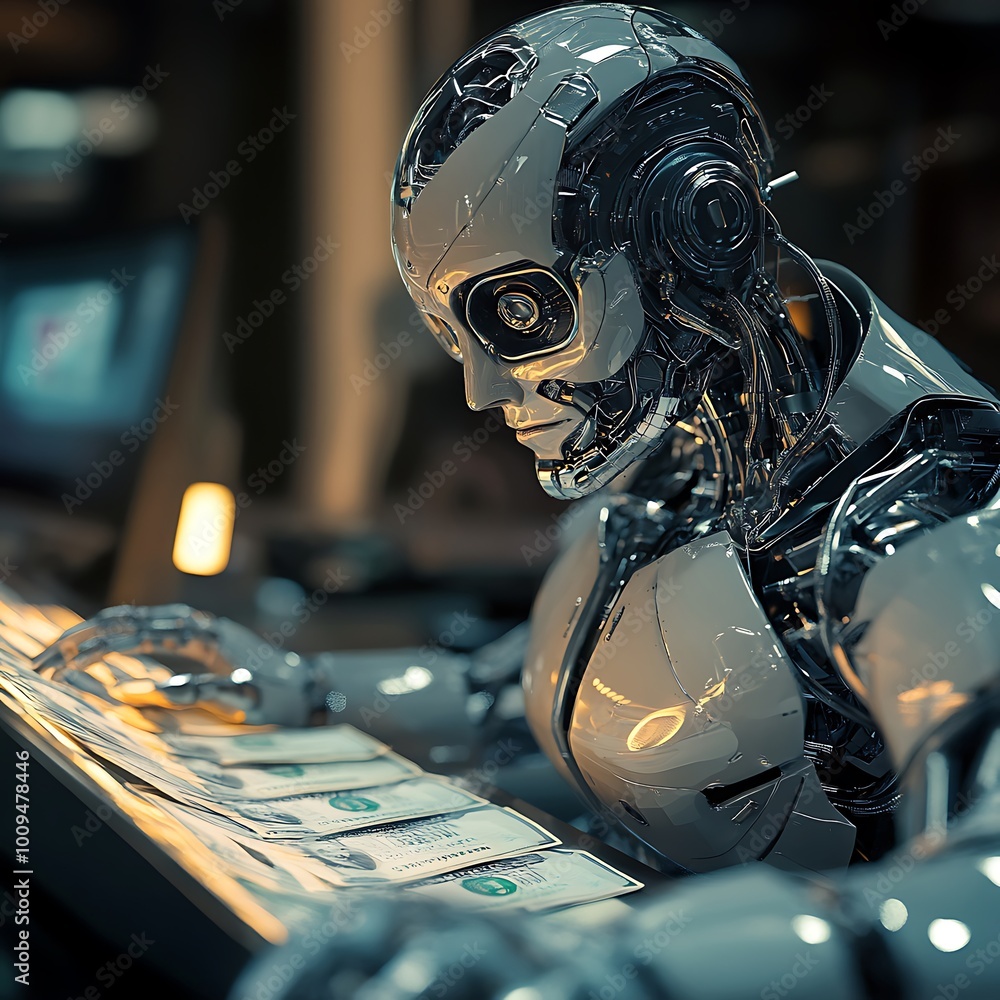 Poster advanced robot processing financial information using digital banknote analysis