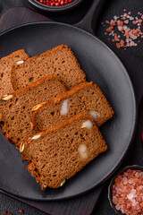 Brown bread with seeds, grains, salt and spices