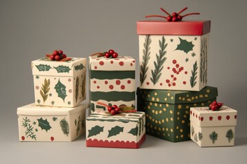 Festively wrapped holiday gift boxes to delight friends and family this christmas season
