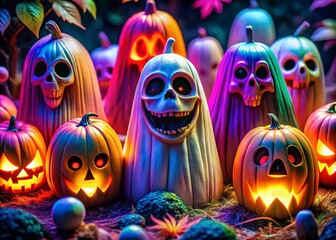 Spooky Ghost Faces Printable Art for Halloween Decor, Crafts, and Fun Activities for All Ages