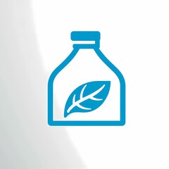 Simple Water Bottle Icon with Leaf Design