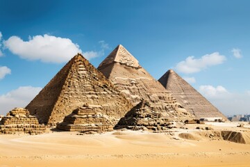 Pyramids from Giza Plateau architecture landmark archaeology.