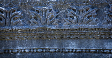 Ancient Greek stone carvings close-up