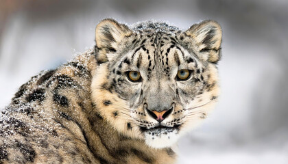 Close up portrait of a snow leopard