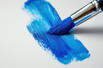 Azure paintbrush strokes isolated on pale background