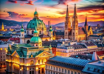 Obraz premium Stunning Architectural Highlights of Vienna Featuring Historic Landmarks and Scenic City Views