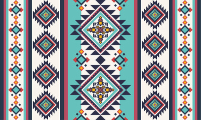 Navajo tribal vector seamless pattern. Native American ornament. Ethnic South Western decor style. Boho geometric ornament. Vector seamless pattern. Mexican blanket, rug. Woven carpet illustration