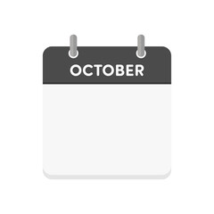 Minimalist Icon of October Flip Calendar with Blank Date Area for Scheduling and Planning - English Calendar Template