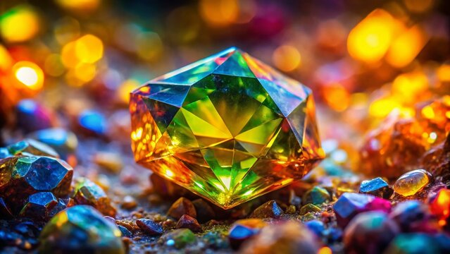 Stunning close-up of a vibrant sphene gemstone showcasing its unique color and crystal structure