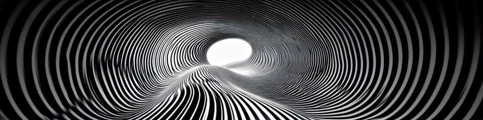 Naklejka premium Abstract Black and White Striped Tunnel - Modern Design