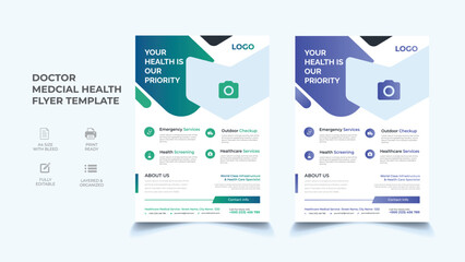 Corporate healthcare and medical flyer or poster design layout, a4 flyer design template for print