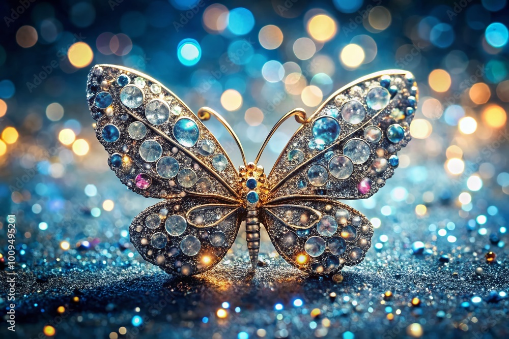 Poster stunning diamond butterfly creation with sparkling gems and elegant design on soft background textur