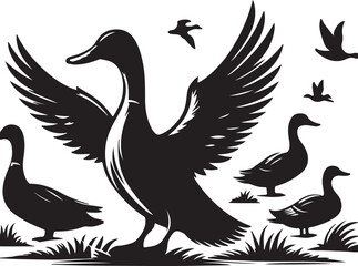 Unique Duck Silhouette Illustrations: Perfect for Art & Decor