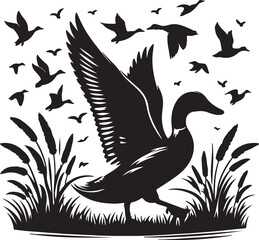 Obraz premium Unique Duck Silhouette Illustrations: Perfect for Art & Decor